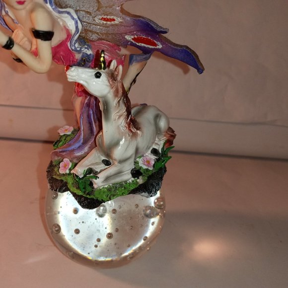 PURPLE FAIRY WITH WINGSSIDE BY SIDE WITH A WHITE UNICORN PAPER WEIGHT - Picture 3 of 8